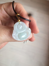 Load image into Gallery viewer, Certified 100% Natural light green/white happy buddha jadeite Jade pendant necklace X110-4-7361