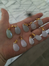 Load image into Gallery viewer, 100% natural icy watery green/white/purple type A jadeite jade water drop pendant necklace group AT78