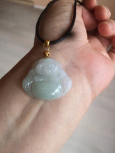 Load image into Gallery viewer, Certified 100% Natural light green/white happy buddha jadeite Jade pendant necklace X110-4-7361