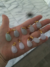 Load image into Gallery viewer, 100% natural icy watery green/white/purple type A jadeite jade water drop pendant necklace group AT78
