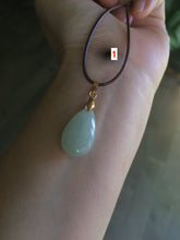 Load image into Gallery viewer, 100% natural icy watery green/white/purple type A jadeite jade water drop pendant necklace group AT78