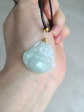 Load image into Gallery viewer, Certified 100% Natural light green/white happy buddha jadeite Jade pendant necklace X110-4-7361