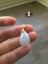 Load image into Gallery viewer, 100% natural icy watery green/white/purple type A jadeite jade water drop pendant necklace group AT78