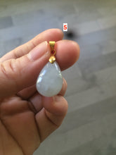Load image into Gallery viewer, 100% natural icy watery green/white/purple type A jadeite jade water drop pendant necklace group AT78