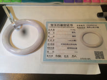 Load image into Gallery viewer, 55.8mm Certified type A 100% Natural light purple sunny green white round cut Jadeite Jade bangle AS7-5130
