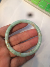 Load image into Gallery viewer, 51.5mm certificated Type A 100% Natural sunny green whit red floating flowers slim Jadeite Jade bangle AR60-0193