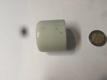 Load image into Gallery viewer, 100% Natural beige with brown flying dandelions nephrite Jade men's thumb ring HE10