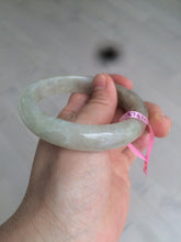 Load image into Gallery viewer, 57.2mm certified type A 100% Natural icy watery pale pinkish gray/white/gray/black Jadeite Jade bangle X39-1616