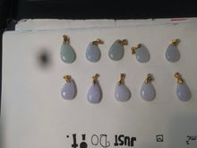 Load image into Gallery viewer, 100% natural icy watery green/white/purple type A jadeite jade water drop pendant necklace group AT78