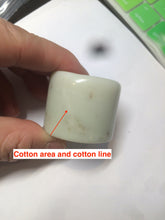 Load image into Gallery viewer, 100% Natural beige with brown flying dandelions nephrite Jade men's thumb ring HE10