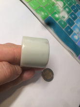 Load image into Gallery viewer, 100% Natural beige with brown flying dandelions nephrite Jade men's thumb ring HE10