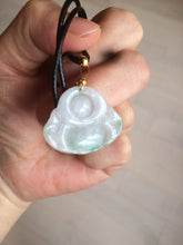 Load image into Gallery viewer, Certified 100% Natural sunny green/white/light purple happy buddha jadeite Jade pendant necklace X110-3-7354