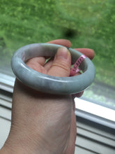 Load image into Gallery viewer, 55.2mm certified type A 100% Natural sunny green/purple/gray jadeite jade bangle A22-0106