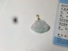 Load image into Gallery viewer, Certified 100% Natural sunny green/white/light purple happy buddha jadeite Jade pendant necklace X110-3-7354