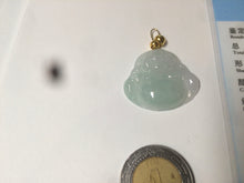 Load image into Gallery viewer, Certified 100% Natural light green/white happy buddha jadeite Jade pendant necklace X110-4-7361
