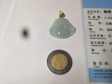 Load image into Gallery viewer, Certified 100% Natural light green/white happy buddha jadeite Jade pendant necklace X110-4-7361