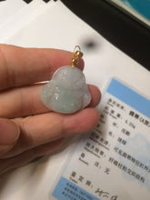 Load image into Gallery viewer, Certified 100% Natural light green/white happy buddha jadeite Jade pendant necklace X110-4-7361