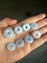 Load image into Gallery viewer, 16.5-19.8mm Type A 100% Natural light purple/white Jadeite Jade Safety Guardian Button donut Pendant group AT71 add on item
