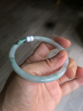 Load image into Gallery viewer, 55.5mm Certified type A 100% Natural light green/yellow with floating flowers slim round cut jadeite jade bangle AS23-0143