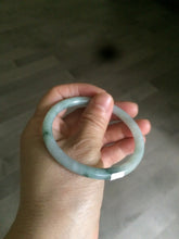 Load image into Gallery viewer, 55.5mm Certified type A 100% Natural light green/yellow with floating flowers slim round cut jadeite jade bangle AS23-0143