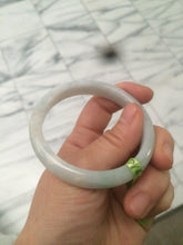 Load image into Gallery viewer, 53.4mm 100% natural Type A green/white jadeite jade bangle G73