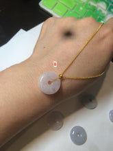 Load image into Gallery viewer, 16.5-19.8mm Type A 100% Natural light purple/white Jadeite Jade Safety Guardian Button donut Pendant group AT71 add on item