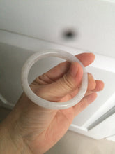 Load image into Gallery viewer, 50mm Certified Type A 100% Natural icy watery green white oval Jadeite Jade bangle D65-2850