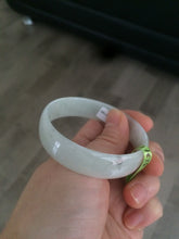 Load image into Gallery viewer, 52.7mm certified Type A 100% Natural white light green/white/black thin Jadeite Jade bangle AJ19-1060