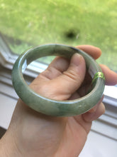 Load image into Gallery viewer, 57.5mm Certified Type A 100% Natural green/gray Jadeite Jade bangle Q22-8672