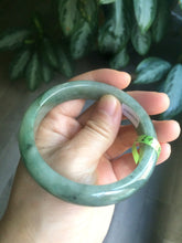 Load image into Gallery viewer, 57.5mm Certified Type A 100% Natural green/gray Jadeite Jade bangle Q22-8672