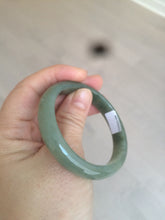 Load image into Gallery viewer, 52.5mm Certified Type A 100% Natural oily dark green/gary oval Jadeite Jade oval bangle etsyAT10-1498