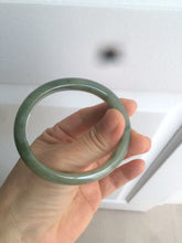 Load image into Gallery viewer, 52.5mm Certified Type A 100% Natural oily dark green/gary oval Jadeite Jade oval bangle etsyAT10-1498