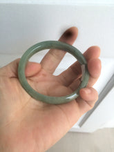 Load image into Gallery viewer, 52.5mm Certified Type A 100% Natural oily dark green/gary oval Jadeite Jade oval bangle etsyAT10-1498