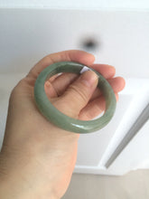 Load image into Gallery viewer, 52.5mm Certified Type A 100% Natural oily dark green/gary oval Jadeite Jade oval bangle etsyAT10-1498