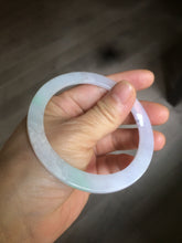 Load image into Gallery viewer, 57mm 100% natural Type A sunny green/white/purple slim flat style jadeite jade bangle AC61-4574