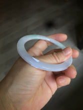 Load image into Gallery viewer, 57mm 100% natural Type A sunny green/white/purple slim flat style jadeite jade bangle AC61-4574