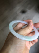 Load image into Gallery viewer, 57mm 100% natural Type A sunny green/white/purple slim flat style jadeite jade bangle AC61-4574