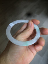 Load image into Gallery viewer, 57mm 100% natural Type A sunny green/white/purple slim flat style jadeite jade bangle AC61-4574