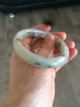 Load image into Gallery viewer, Sale! Certified 53.3mm 100% Natural light green with brown floating dandelions nephrite nephrite Jade bangle R30-0055