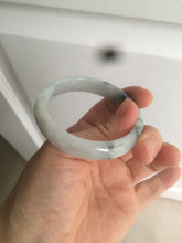 Load image into Gallery viewer, 51mm Certified Type A 100% Natural light purple/white with green floating flowers oval Jadeite Jade bangle N91-2400