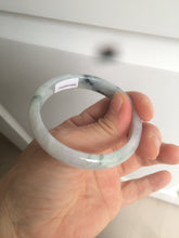 Load image into Gallery viewer, 51mm Certified Type A 100% Natural light purple/white with green floating flowers oval Jadeite Jade bangle N91-2400