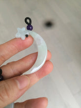 Load image into Gallery viewer, Type A 100% Natural light green jadeite Jade moon and star Pendant necklace AJ51