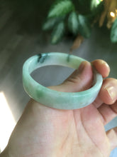 Load image into Gallery viewer, 52mm certified type A100% Natural fresh green floating flowers square Jadeite Jade bangle AC59-8793