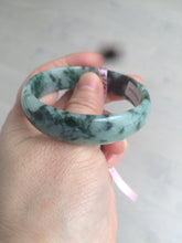Load image into Gallery viewer, 52mm Certified  Type A 100% Natural dark green floating flowers Jadeite Jade bangle E1-1526