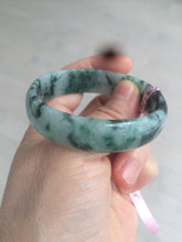 Load image into Gallery viewer, 52mm Certified  Type A 100% Natural dark green floating flowers Jadeite Jade bangle E1-1526