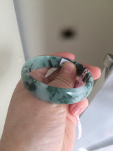 Load image into Gallery viewer, 52mm Certified  Type A 100% Natural dark green floating flowers Jadeite Jade bangle E1-1526