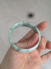 Load image into Gallery viewer, 50mm Type A 100% Natural green/white with green floating flowers Jadeite Jade bangle AJ49-0102