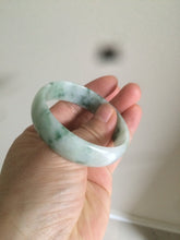 Load image into Gallery viewer, 50mm Type A 100% Natural green/white with green floating flowers Jadeite Jade bangle AJ49-0102
