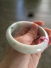 Load image into Gallery viewer, Certified 58.5mm Type A 100% Natural green/white  jadeite jade bangle R33-7587