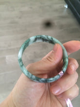 Load image into Gallery viewer, 52mm Certified  Type A 100% Natural dark green floating flowers Jadeite Jade bangle E1-1526